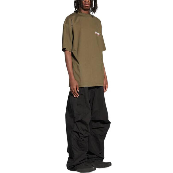 Футболка political campaign t-shirt large fit 'khaki' Balenciaga, хаки — фото 3