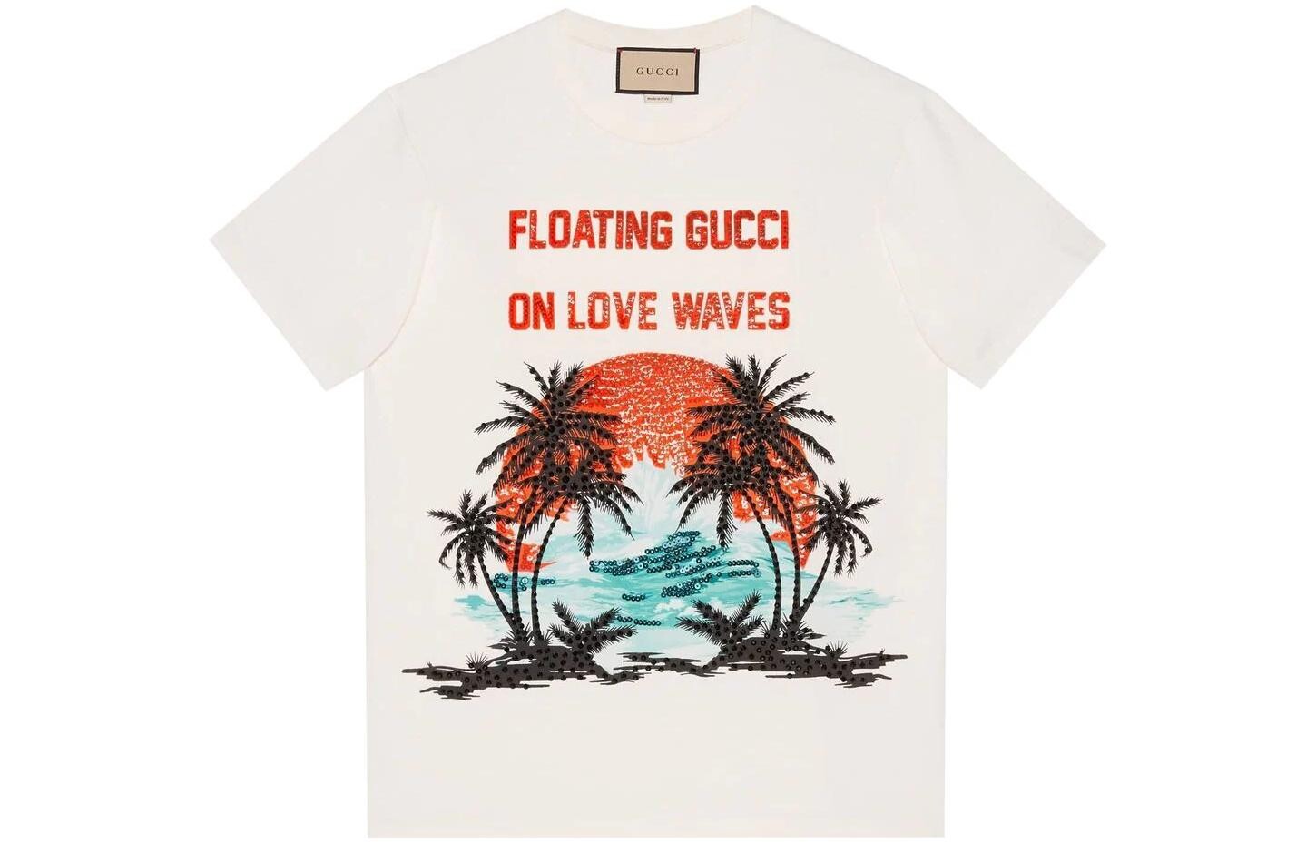 

Футболка женская Gucci Sequinned Slogan-Print, белый