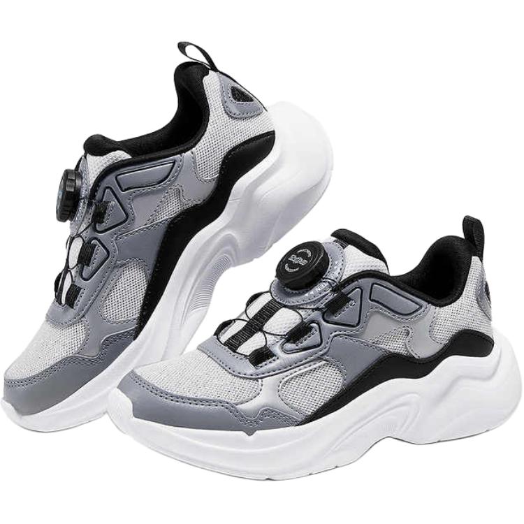 Skechers Kids Воздухоохлаждаемые устойчивые к истиранию низкие детские повседневные кроссовки silver white black kids — фото 4