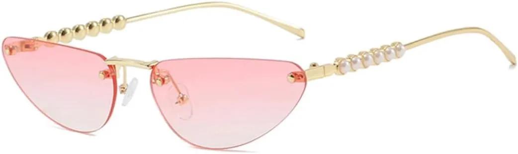 

Женские солнцезащитные очки «кошачий глаз» с бриллиантами, роскошные, с элегантным градиентом и стразами, защита от УФ-излучения UV400, без оправы VVTWSSW, Gold-pink