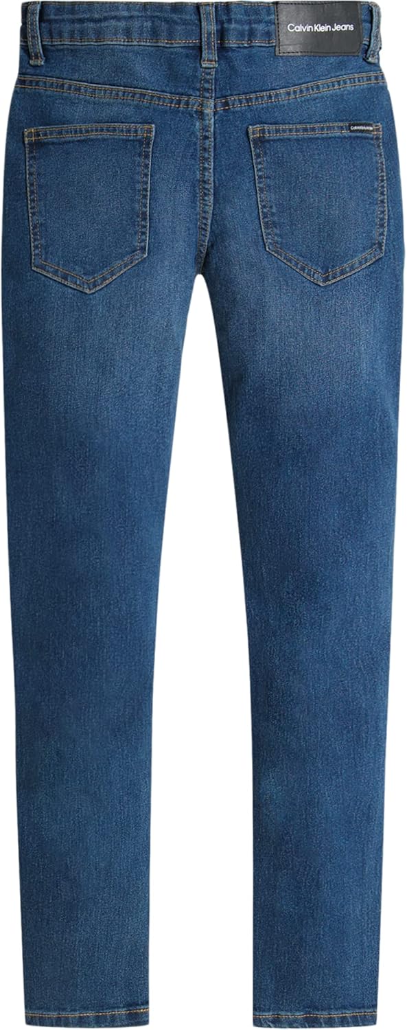 Джинсы Calvin Klein для мальчиков скинни-кроя из эластичного денима, 5 карманов, застежка на молнию и пуговицы, Classic Austin Dark Blue — фото 2