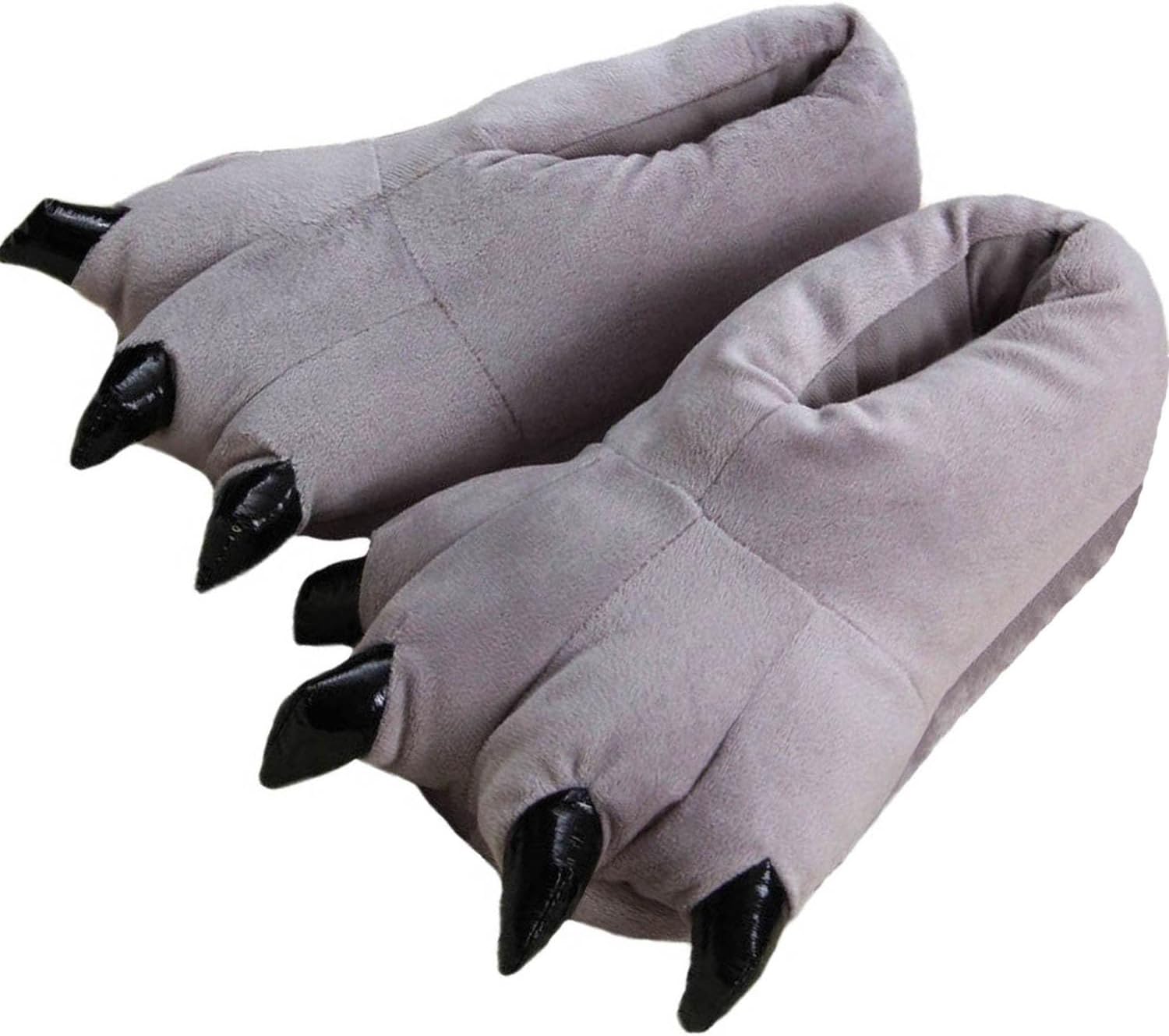 

Унисекс забавные тапочки в виде животных с лапами и когтями, мягкие плюшевые домашние тапочки Duyunchen, серый