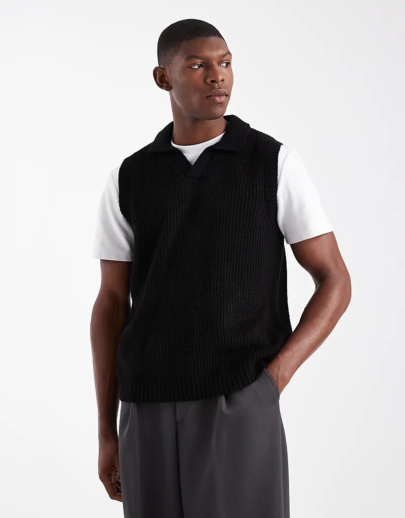 

Свободный трикотажный топ с вырезом на горловине ASOS DESIGN черного цвета