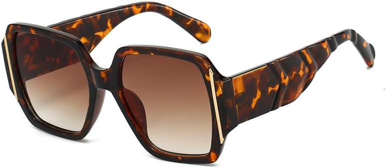 

Солнцезащитные очки для мужчин и женщин - защита UV400 - градиентные линзы с леопардовым принтом, большая оправа, для занятий спортом на открытом воздухе и вождения QWBSER, Hawksbill Brown