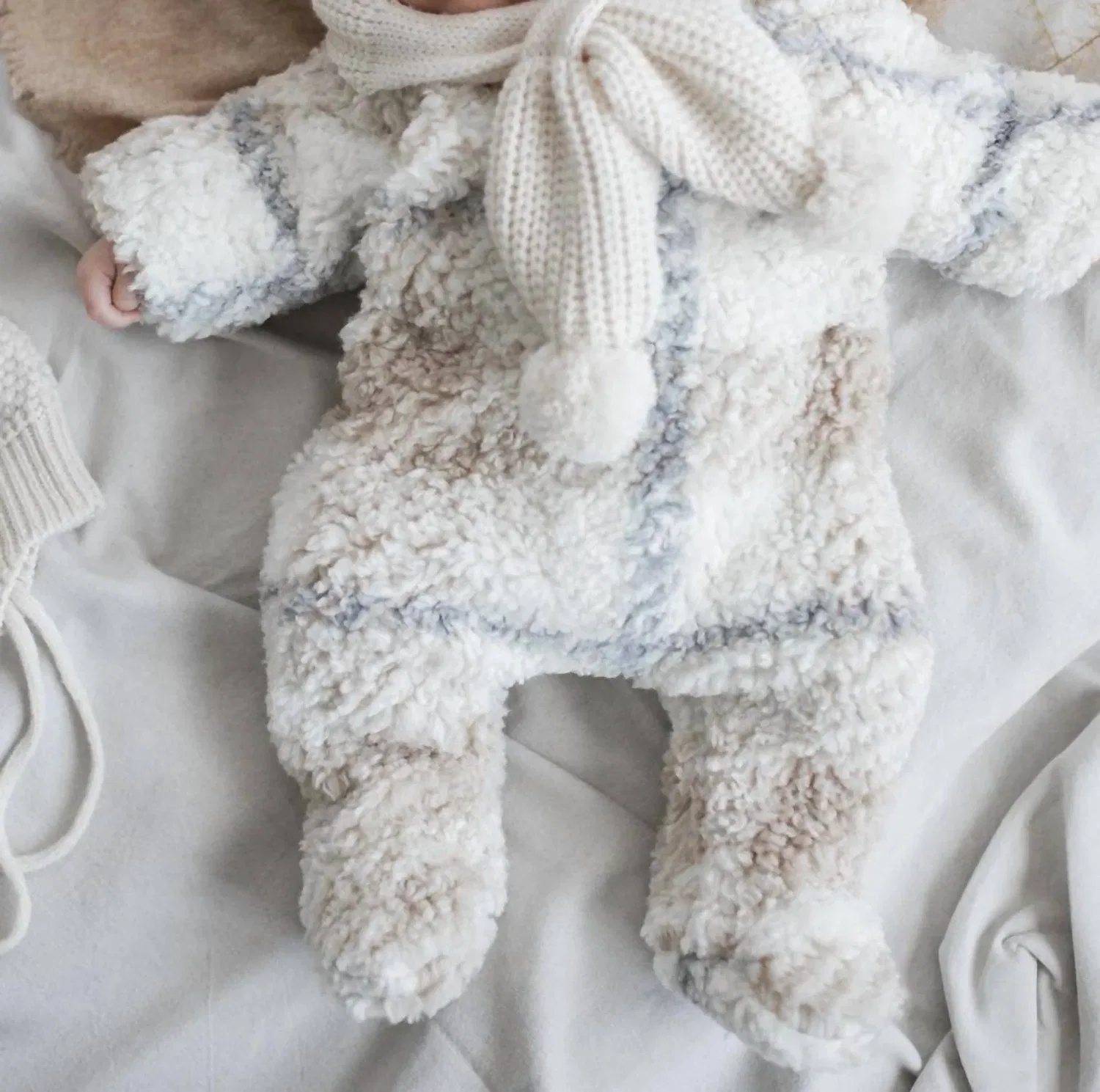 One More In the Family Kid's Cugat Polar Suit In Ecru