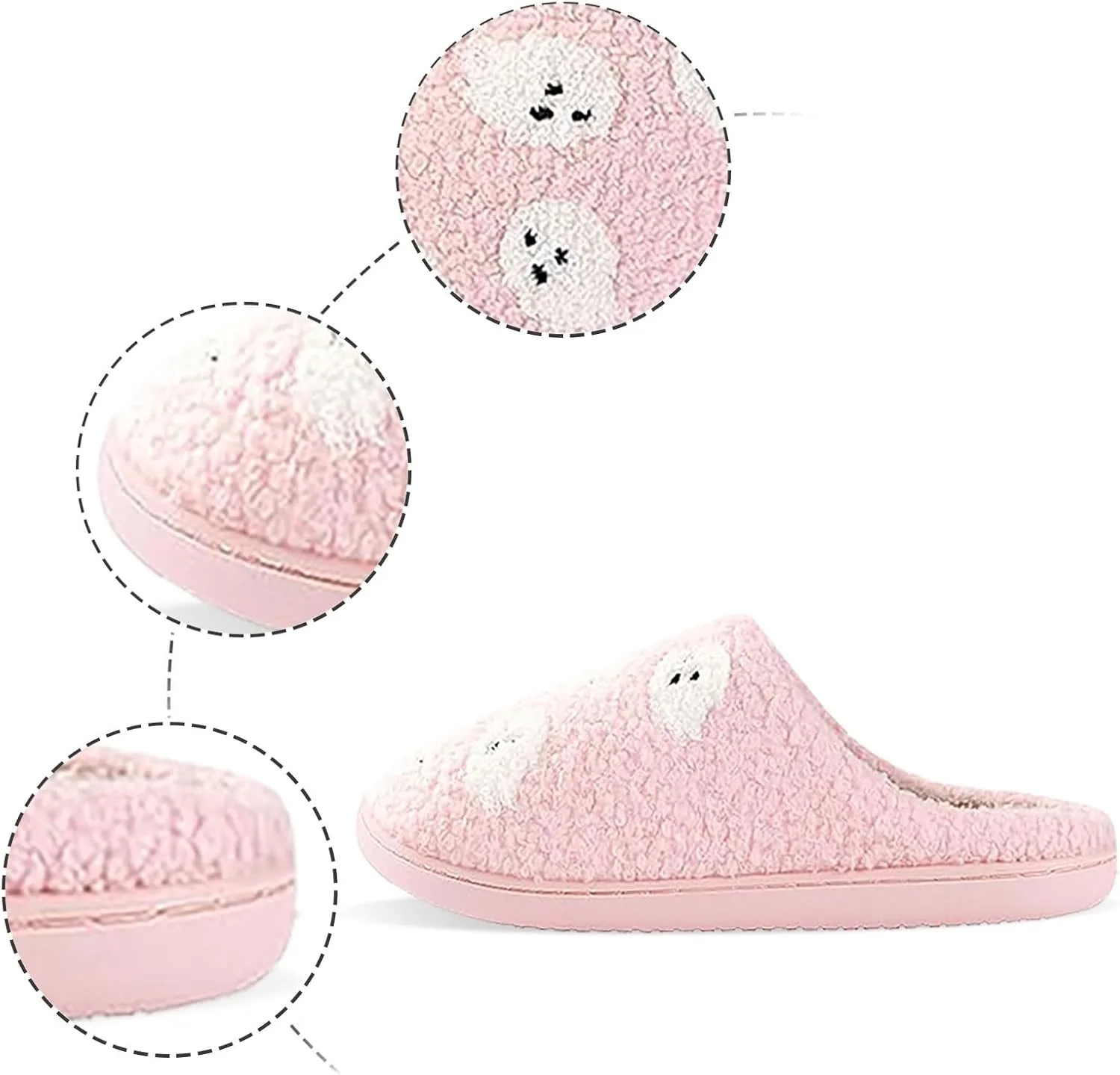 Женские теплые тапочки, мужские тапочки, мягкие зимние теплые нескользящие осенне-зимние тапочки Dasongff, розовый — фото 2