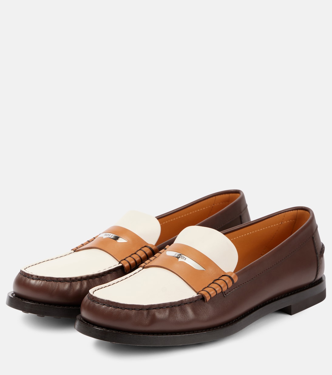 Кожаные пенни-лоферы с цветными блоками Tod's, Marrone Africa — фото 4