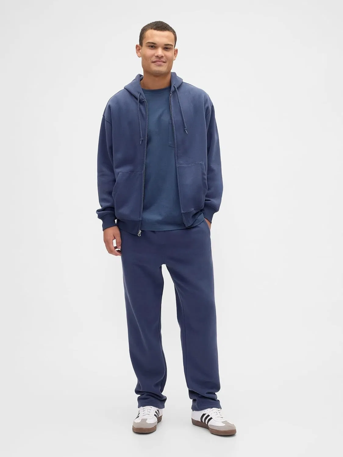 Толстовка GAP Men's Vintage Soft Full Zip, темно-синий — фото 3