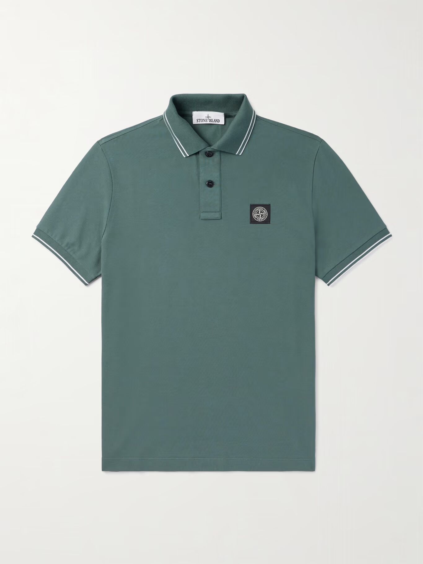 

Рубашка-поло из хлопкового пике с аппликацией логотипа STONE ISLAND, зеленый