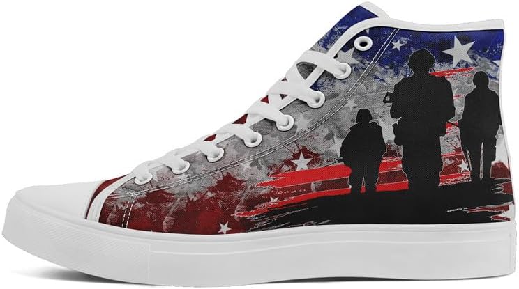 

Высокие кеды на шнуровке для мужчин и женщин с флагом США, классические модные повседневные кроссовки для празднования американской независимости Awsole, белый