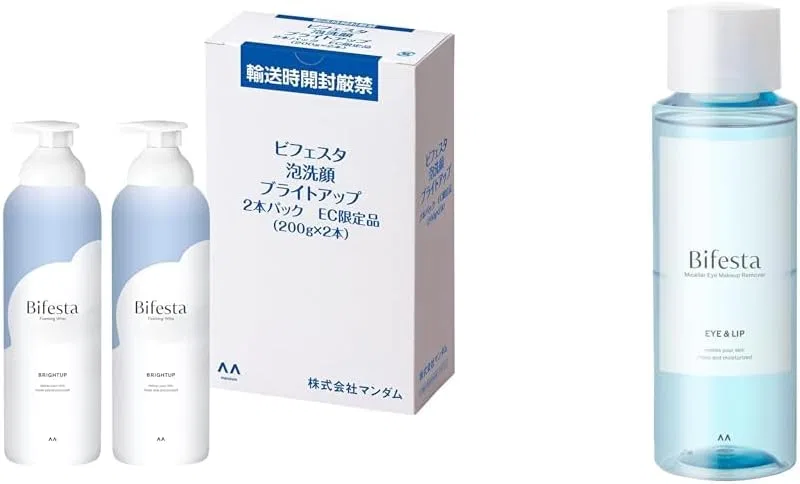 Набор: пенка для умывания Bifesta Bright-up 200 г (2 шт.) + мицеллярное средство для снятия макияжа с глаз 280 мл
