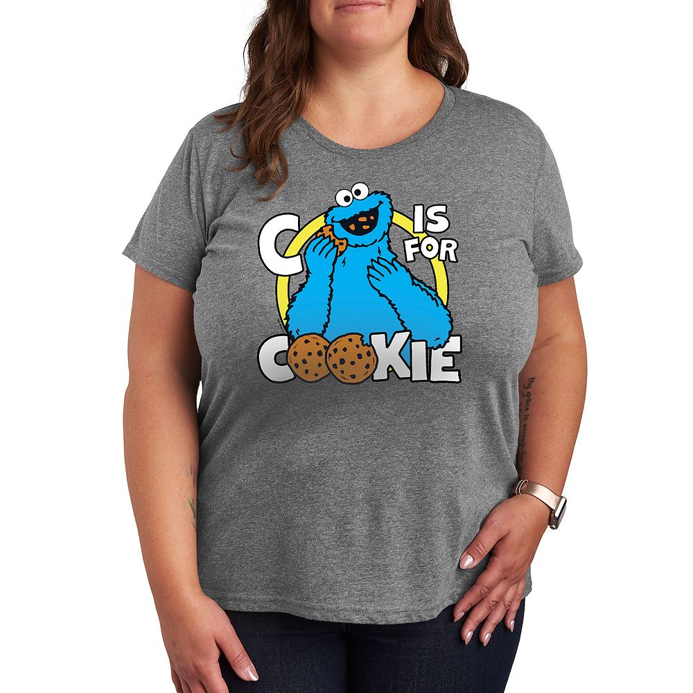 

Футболка Plus с рисунком Cookie Monster «Улица Сезам» Licensed Character, цвет Heather Gray