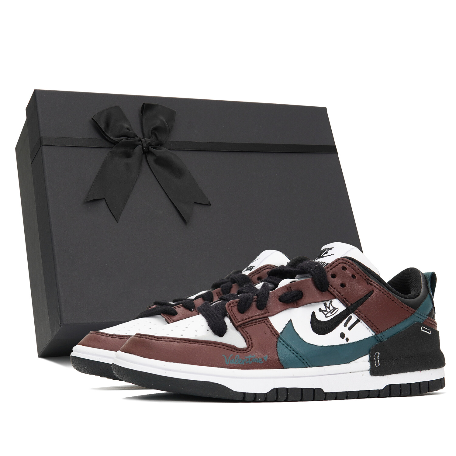 

Кроссовки Nike Dunk Skateboarding Shoes Women's Low-top Dark Green, черный