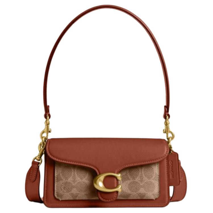 

COACH Кожаная сумка через плечо в стиле табби коровы для женщин в коричнево-желтом цвете