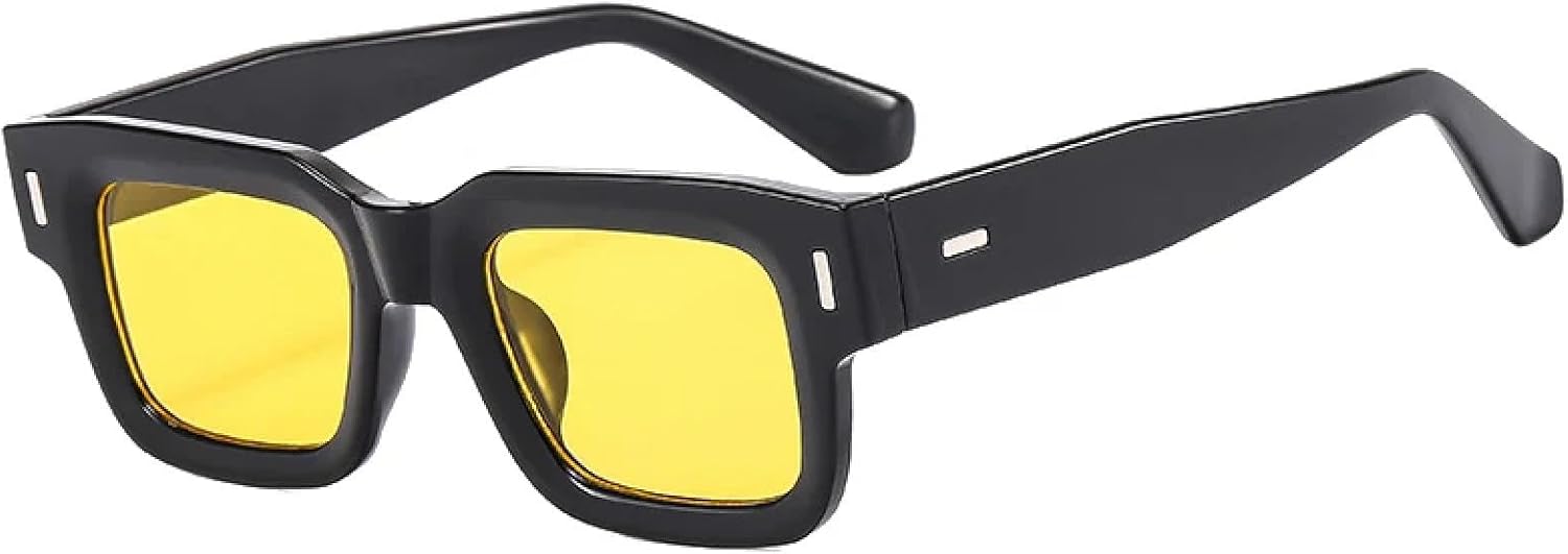 

Солнцезащитные очки с защитой от УФ-излучения UV400 | Женские панк-очки с прозрачными линзами цвета океана | Мужские очки с заклепками для занятий спортом на открытом воздухе и вождения DSVIGF, Black Yellow