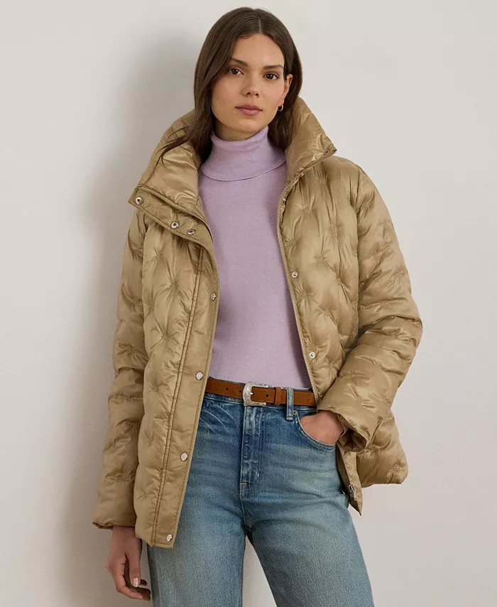 

Женское вышитое пуховое пальто Lauren Ralph Lauren, коричневый/бежевый