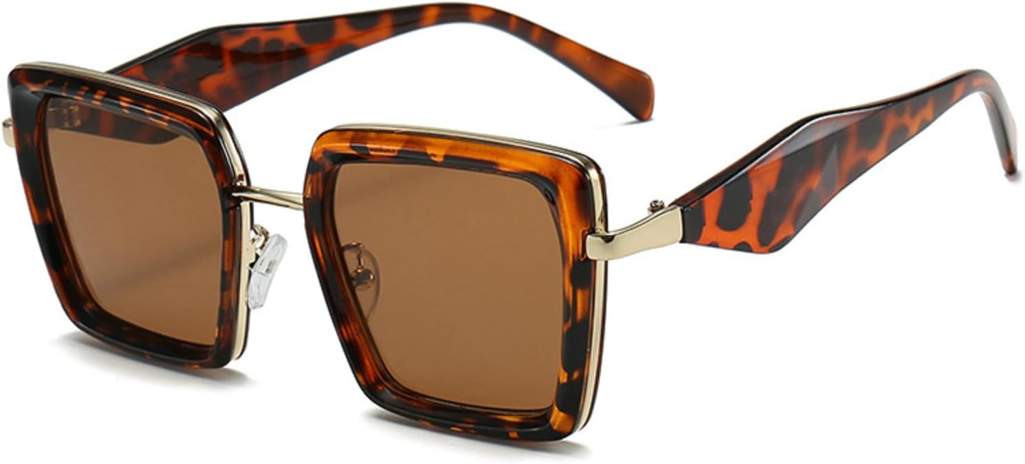 

Винтажные квадратные мужские солнцезащитные очки с градиентным переходом цвета, защита от УФ-излучения UV400, женские солнцезащитные очки класса люкс 7278 Melrose, Leopard