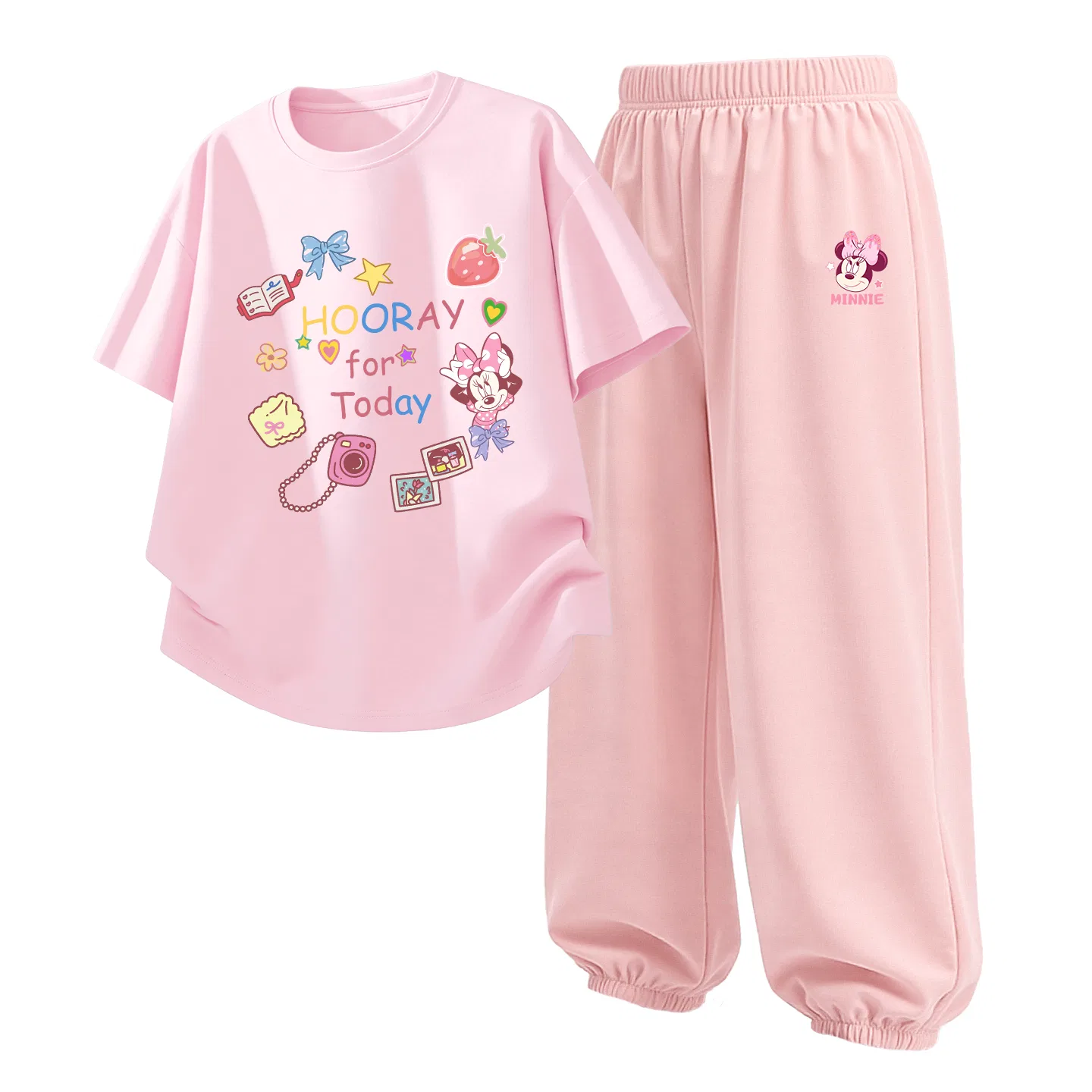 Детский спортивный костюм Casual Sportswear 2 Piece Set Disney, Diyue Pearl Powder+Dui Tianyuan K Soft Pink