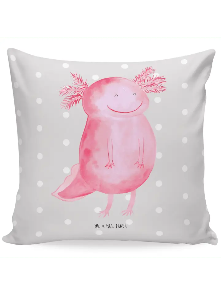 

Подушка Mr & Mrs Panda 40x40 Axolotl Glücklich, пастельно-серый