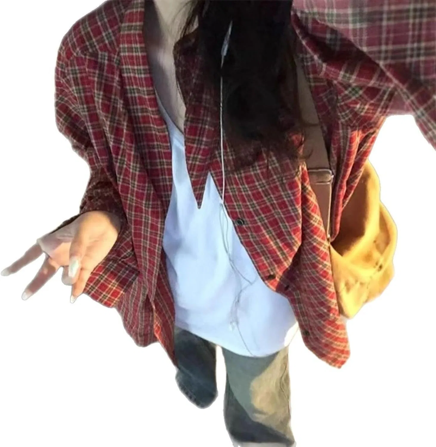 Блуза с длинным рукавом, красная клетка Retro Check Long Sleeve Shirt, красный