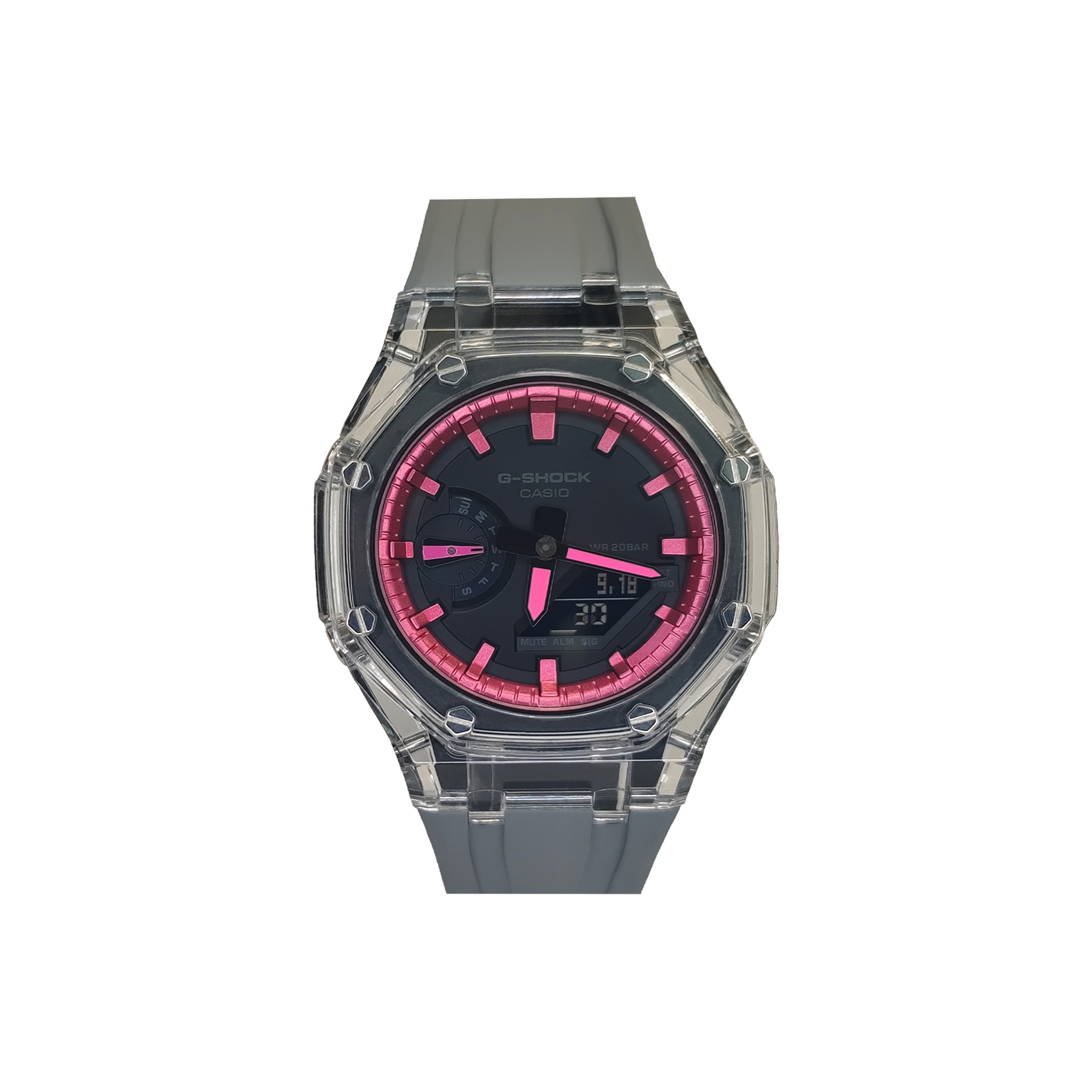 

CASIO Часы Men Liquid Crystal/Analog Dual Display Series Black Watch, Transparent Dream White Pink