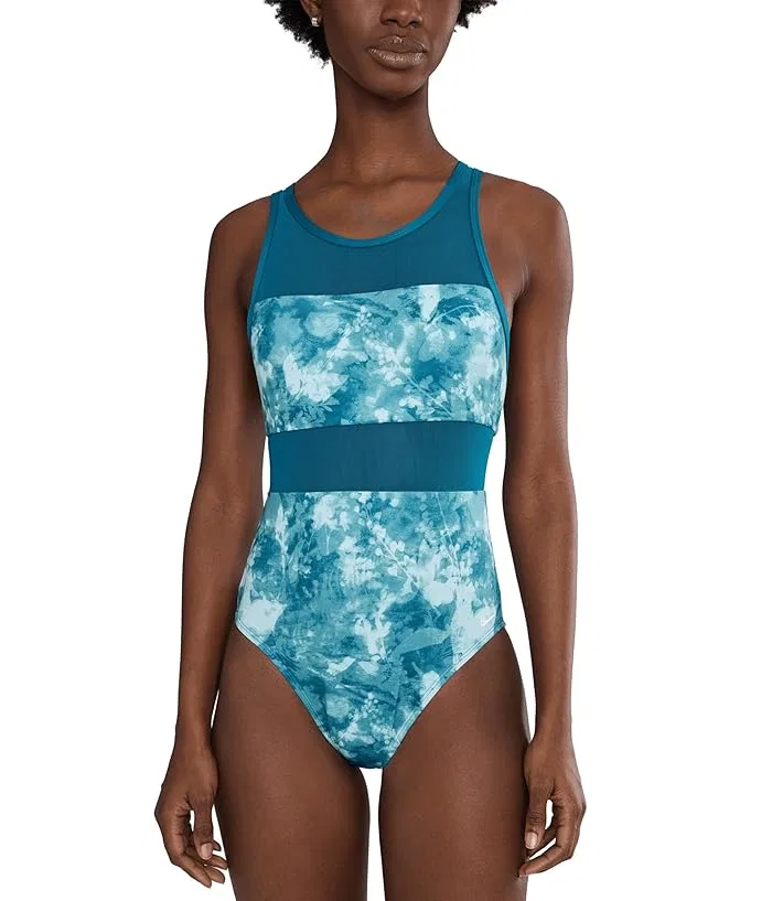 Купальник слитный Frozen Floral V-back Nike, Green Abyss