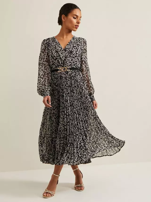 

Платье Phase Eight Petite Ayana Spot Pleat Midaxi, разноцветный