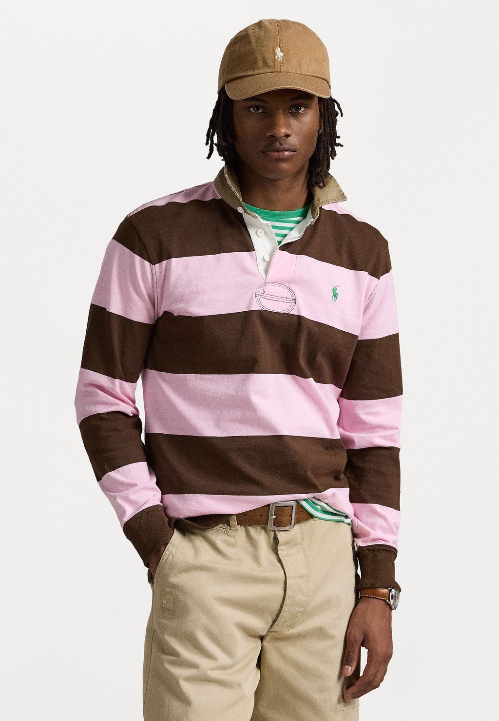 

Поло CLASSIC FIT KHAKI-COLLAR RUGBY SHIRT Polo Ralph Lauren, фуксия