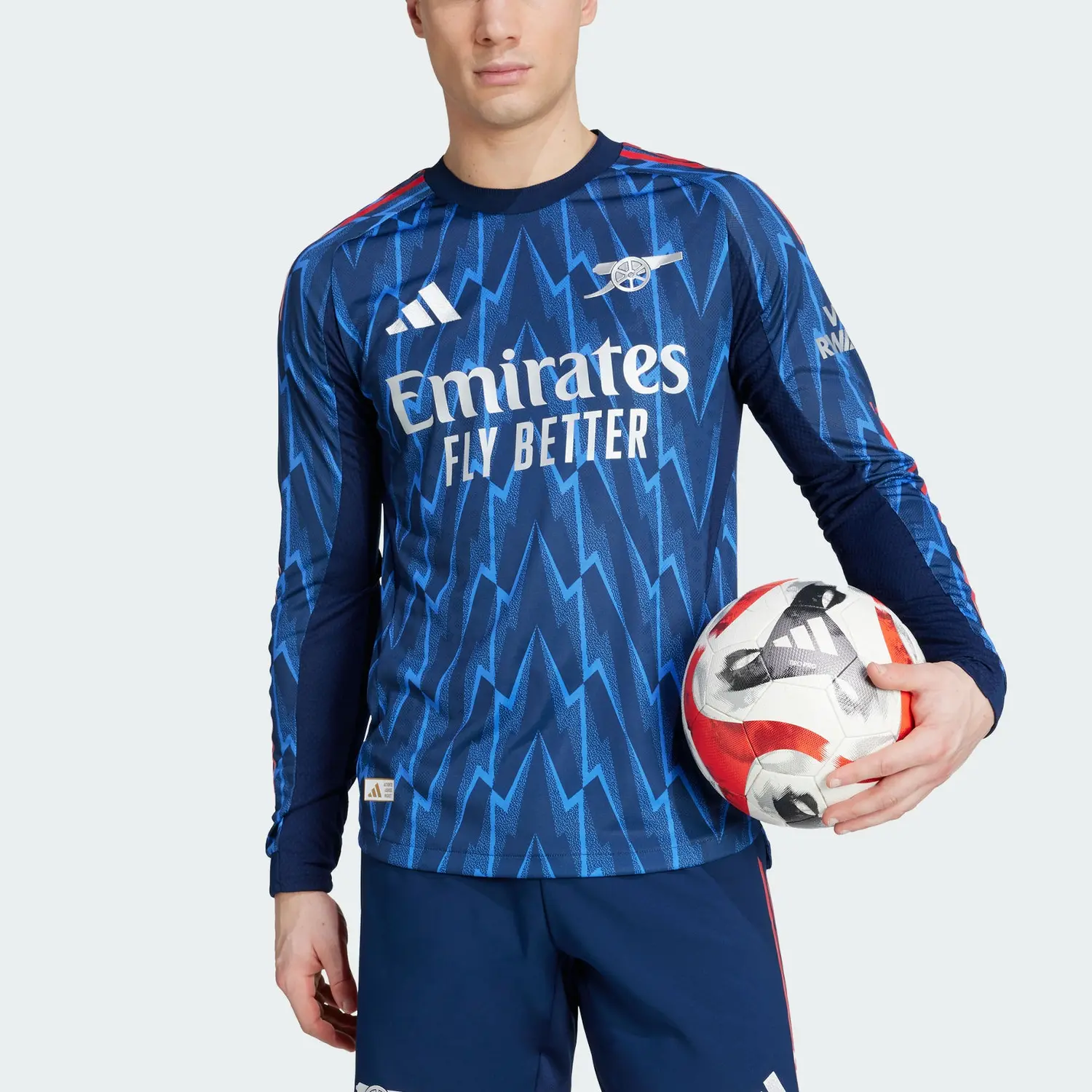 Футболка Arsenal 25/26 длинный рукав выездная аутентичная Adidas, темный индиго/темное серебро — фото 3
