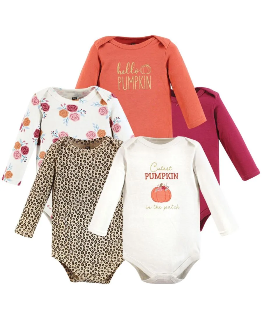 Хлопковые боди с длинными рукавами, комплект из 5 штук с рисунком слона Hudson Baby, Cutest Pumpkin