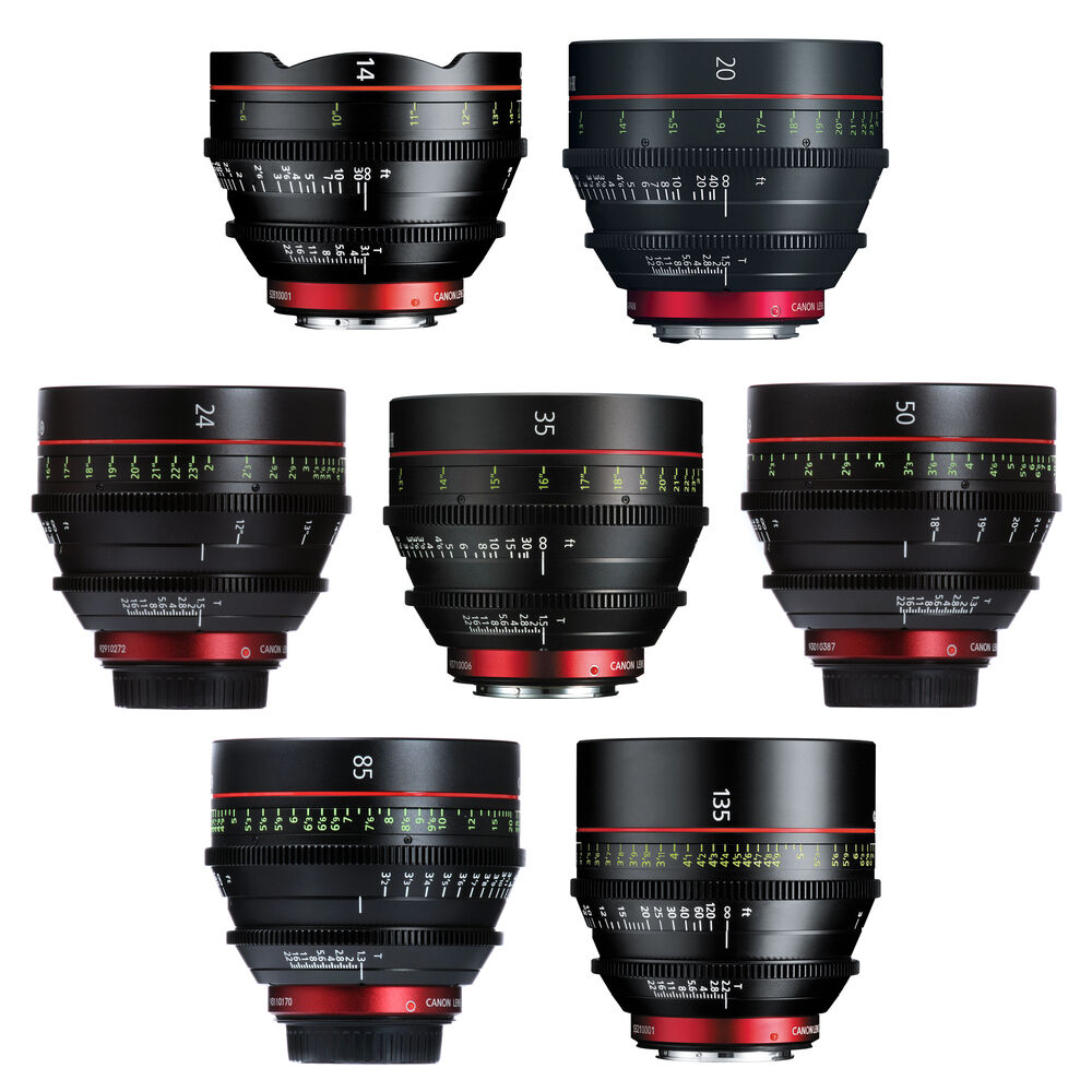 

Комплект Canon EF CN-E Cinema Prime из 7 объективов (14, 20, 24, 35, 50, 85, 135 мм)