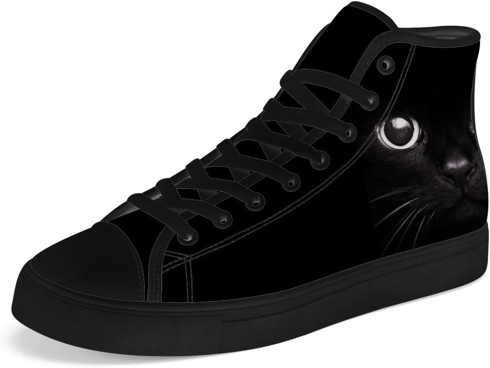 

Кеды на высокой подошве с котиком, высокие кроссовки на шнуровке, повседневная обувь для женщин и мужчин Chebing, черный