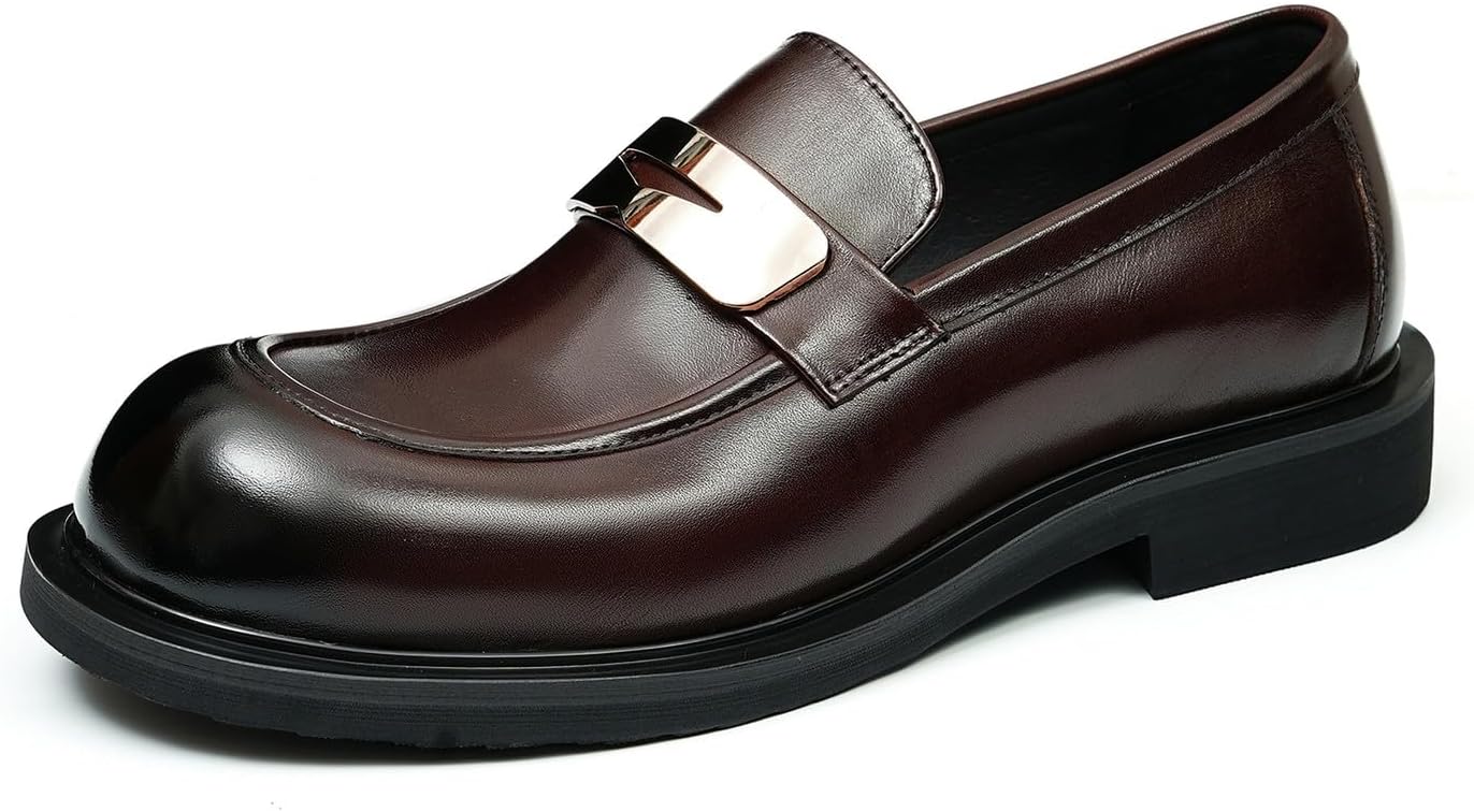 

Мужские слипоны Santimon Loafers, формальные лоферы Penny, модные натуральные кожаные с квадратным носком, туфли для выпускного, смокинга, свадьбы, делового и повседневного ношения, легкие туфли для костюма, коричневый