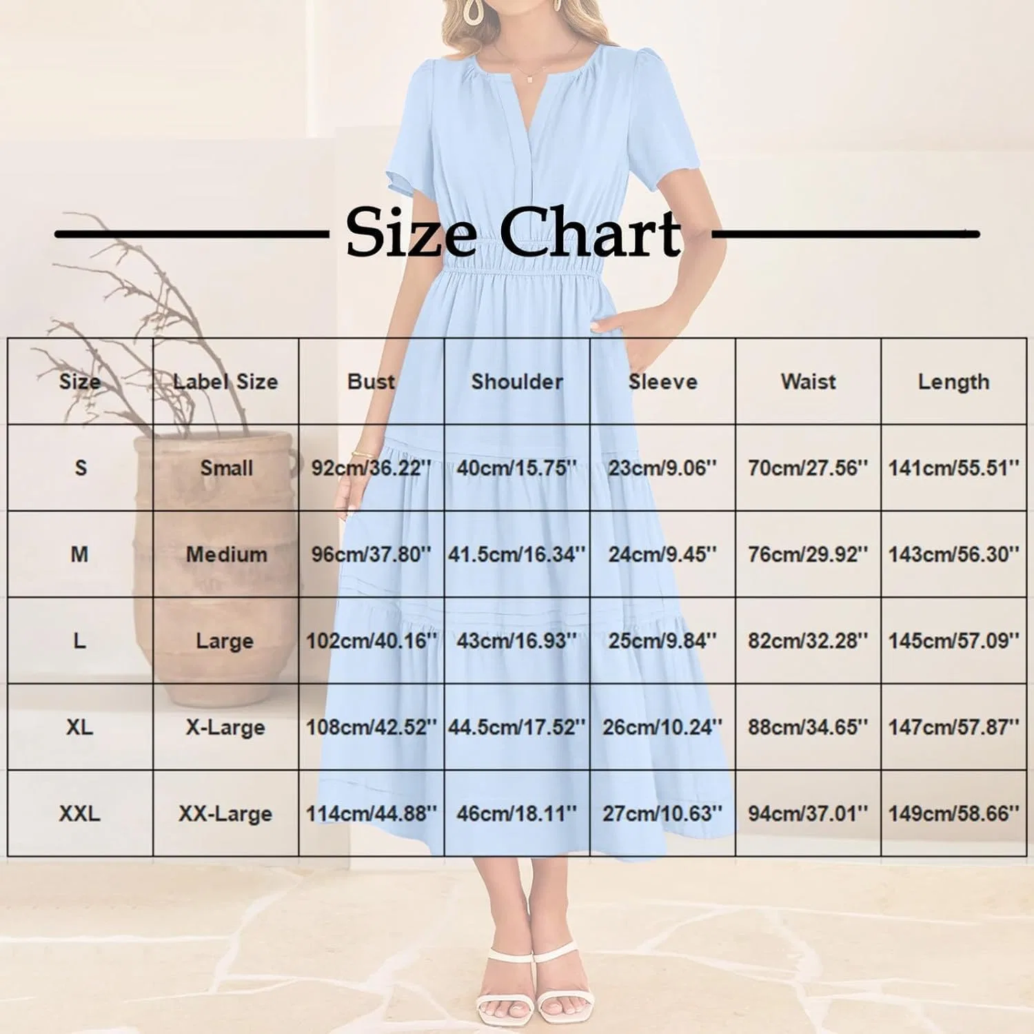 Летнее платье для женщин 2026 Casual Cotton Maxi, элегантное платье с V-образным вырезом, сплошной цвет, эластичная талия, бохо-пляжное платье, модное Generic, белый — фото 4