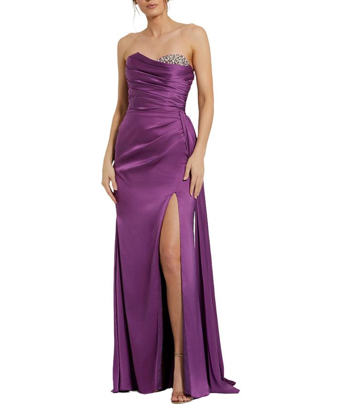 

Атласное платье без бретелек с декором в форме сердца Mac Duggal, фиолетовый