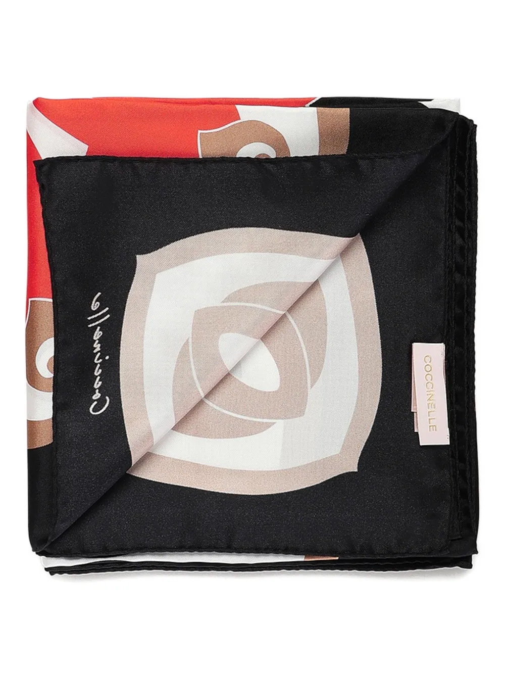 

Шелковый платок с геометричным принтом Coccinelle, черный