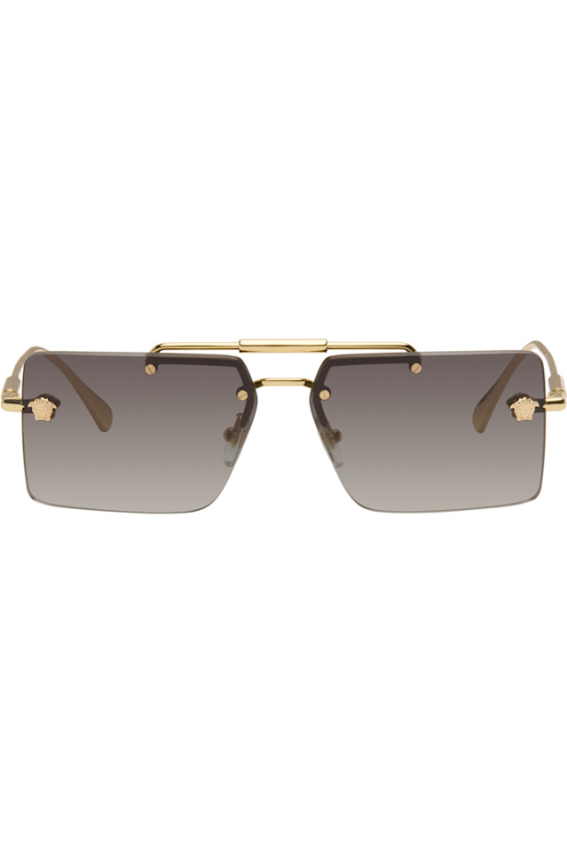 

Солнцезащитные очки без оправы Versace, золото