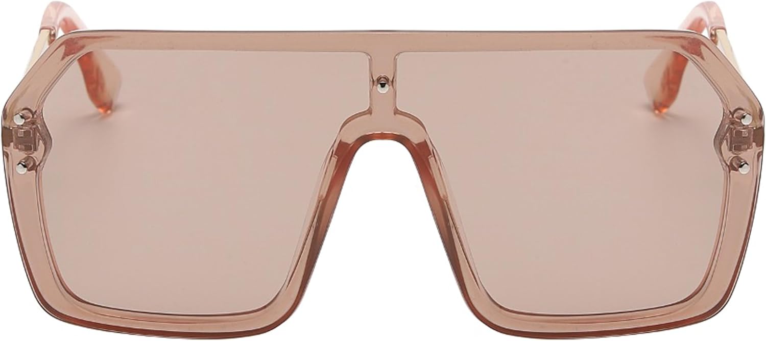 

Классические ретро-солнцезащитные очки OWL большого размера для женщин и мужчин | Линзы UV400 | Модные и стильные цельные очки с плоским зеркальным верхом | Без оправы, Beige