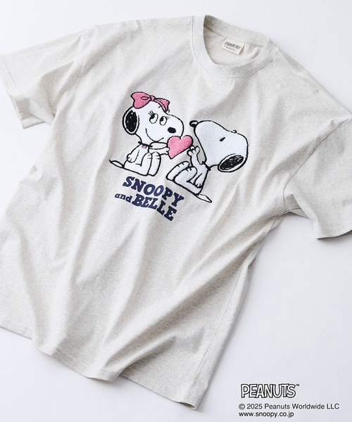 

Футболка унисекс свободного кроя со спущенными плечами PEANUTS, бежевая