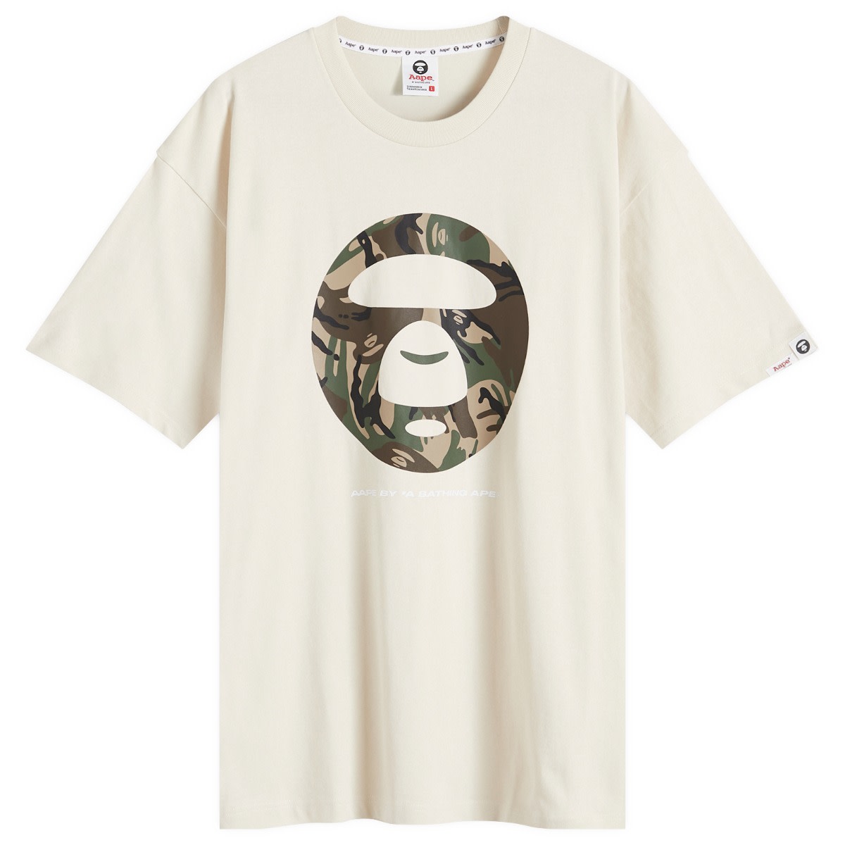 

Футболка Aape Woodland Camo Moonface T-Shirt, цвет Ivory