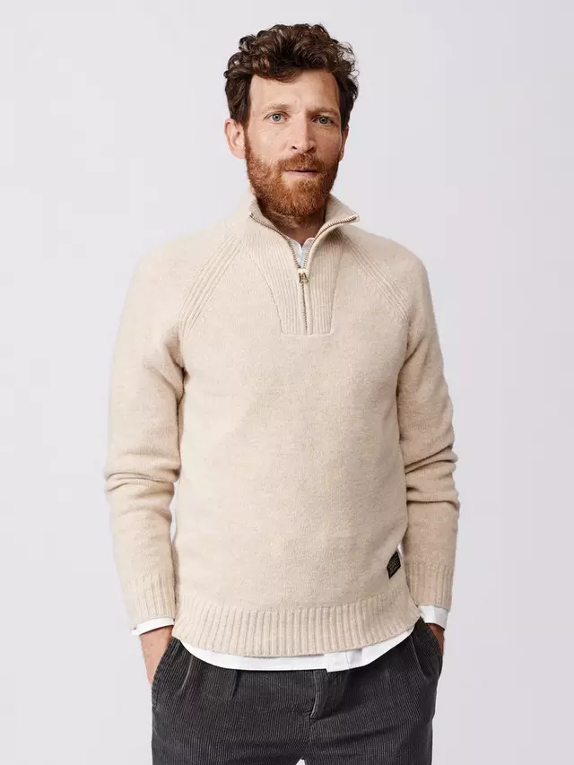 

Джемпер Aubin Pelham Lambswool Blend Zip Neck, цвет fawn