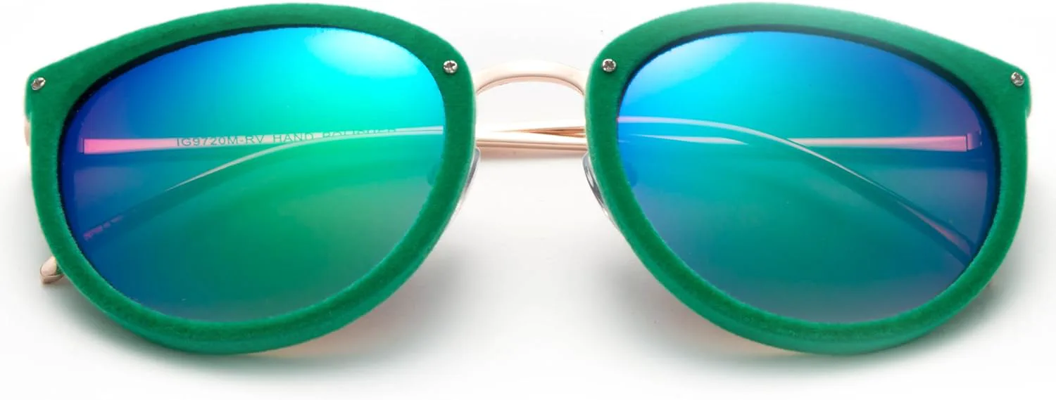 

Newbee Fashion - "Miley" Уникальные круглые очки с линзами UV400 и защитой от ультрафиолета. Современные модные солнцезащитные очки Newbee Fashion Sunglasses, Green