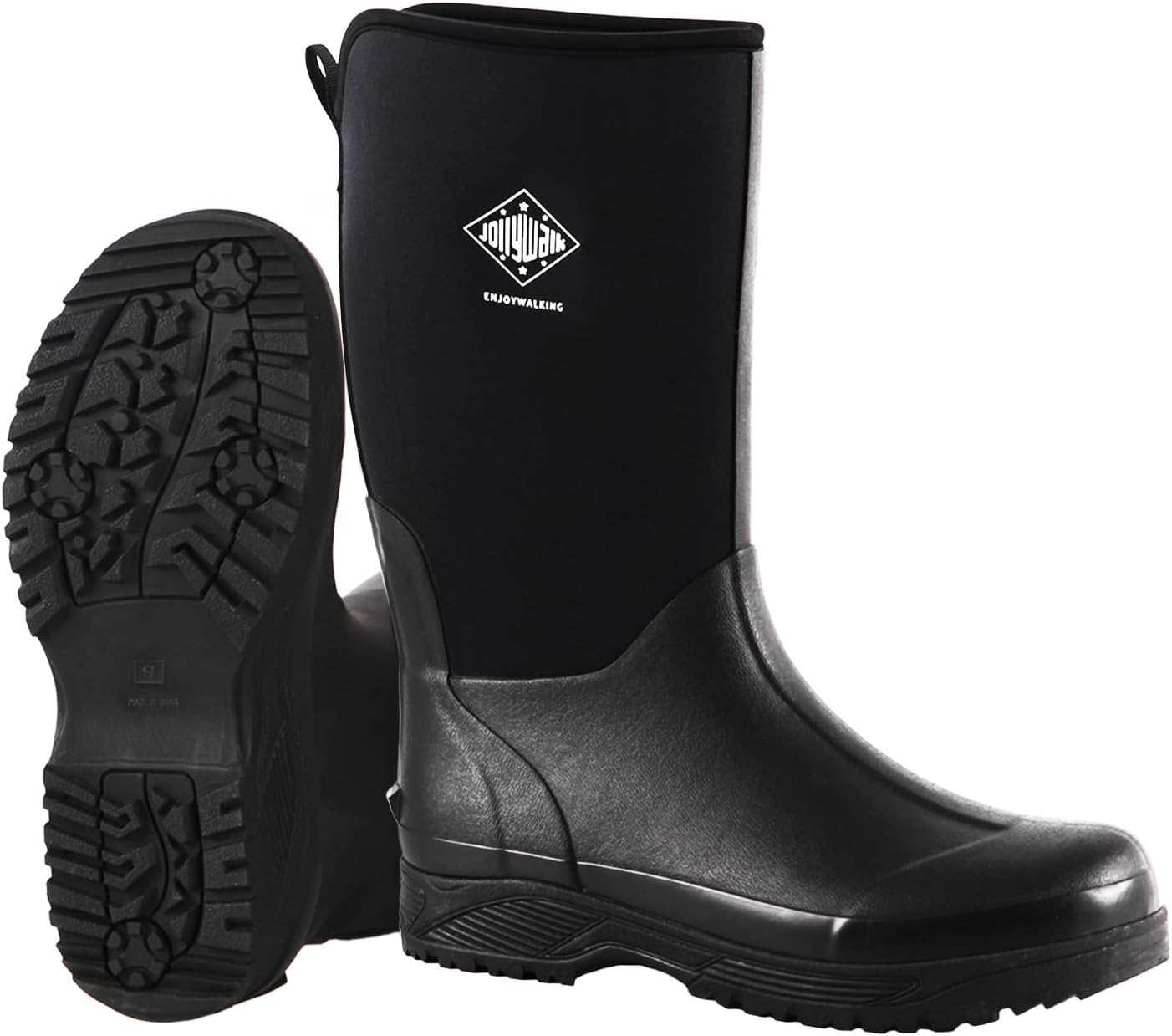 

Мужские резиновые сапоги Jollywalk, водонепроницаемые утепленные сапоги из неопрена для рыбалки, сельского хозяйства, охоты, садоводства и работы по двору, черный