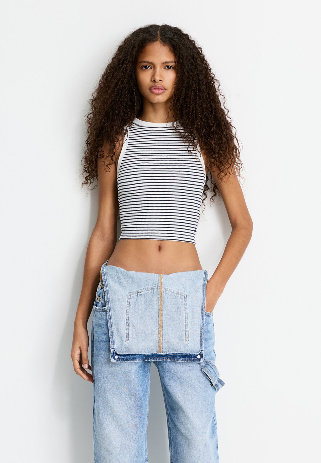 

Топ STRIPED PULL&BEAR, белый