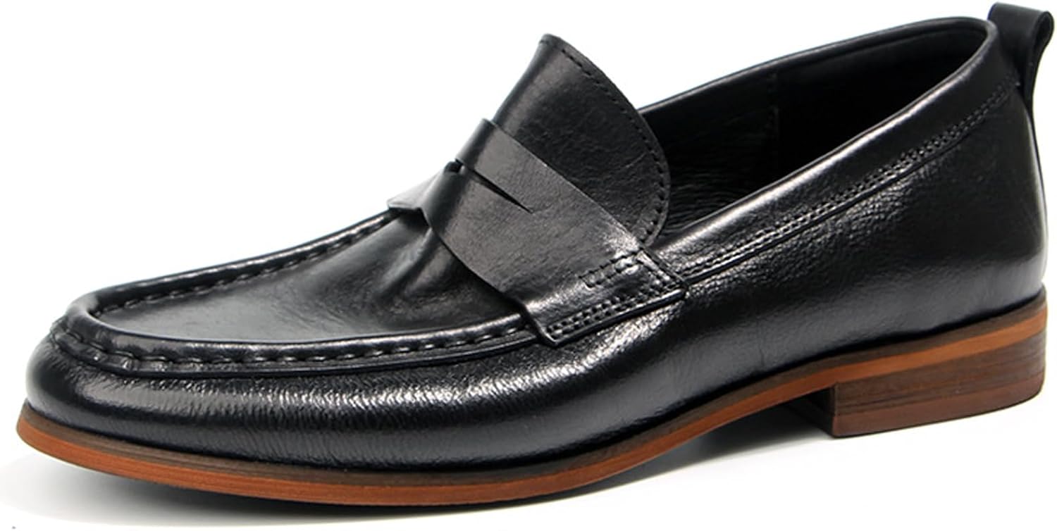 

Мужские лоферы WinDhana Penny - повседневные слипоны из натуральной кожи, мокасины с отделением для монет, Формальная обувь для офиса и свадеб 709-5, черный