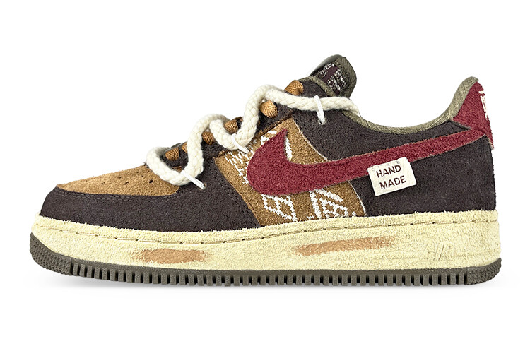 

Кроссовки Nike Air Force 1 Skateboard Shoes Unisex Low-Top Beige Brown/Red
