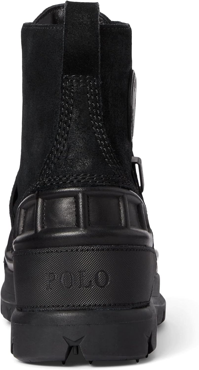 POLO RALPH LAUREN Мужские высокие водонепроницаемые кожано-замшевые ботинки Oslo, Black/Black — фото 4