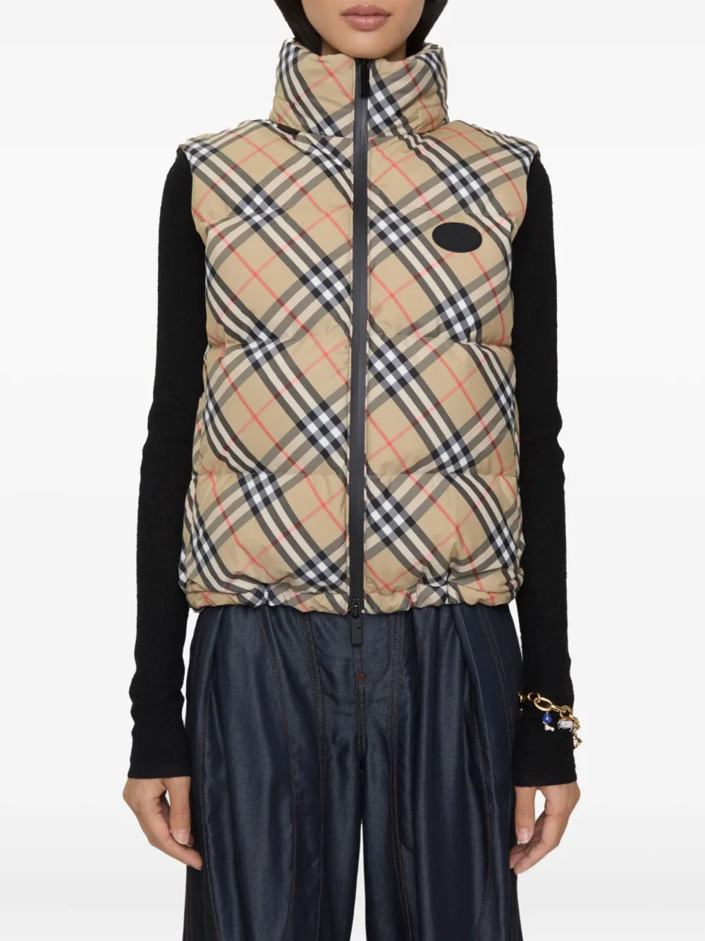 Жилет Burberry, женский, клетчатый, нейтральный — фото 2