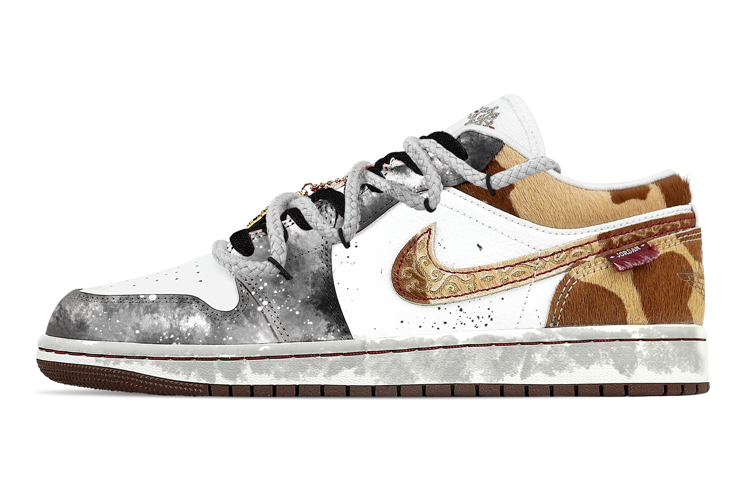 

Jordan Кроссовки Air 1 Silent Night Abrasion Resistant Low top Vintage мужские черно-белые