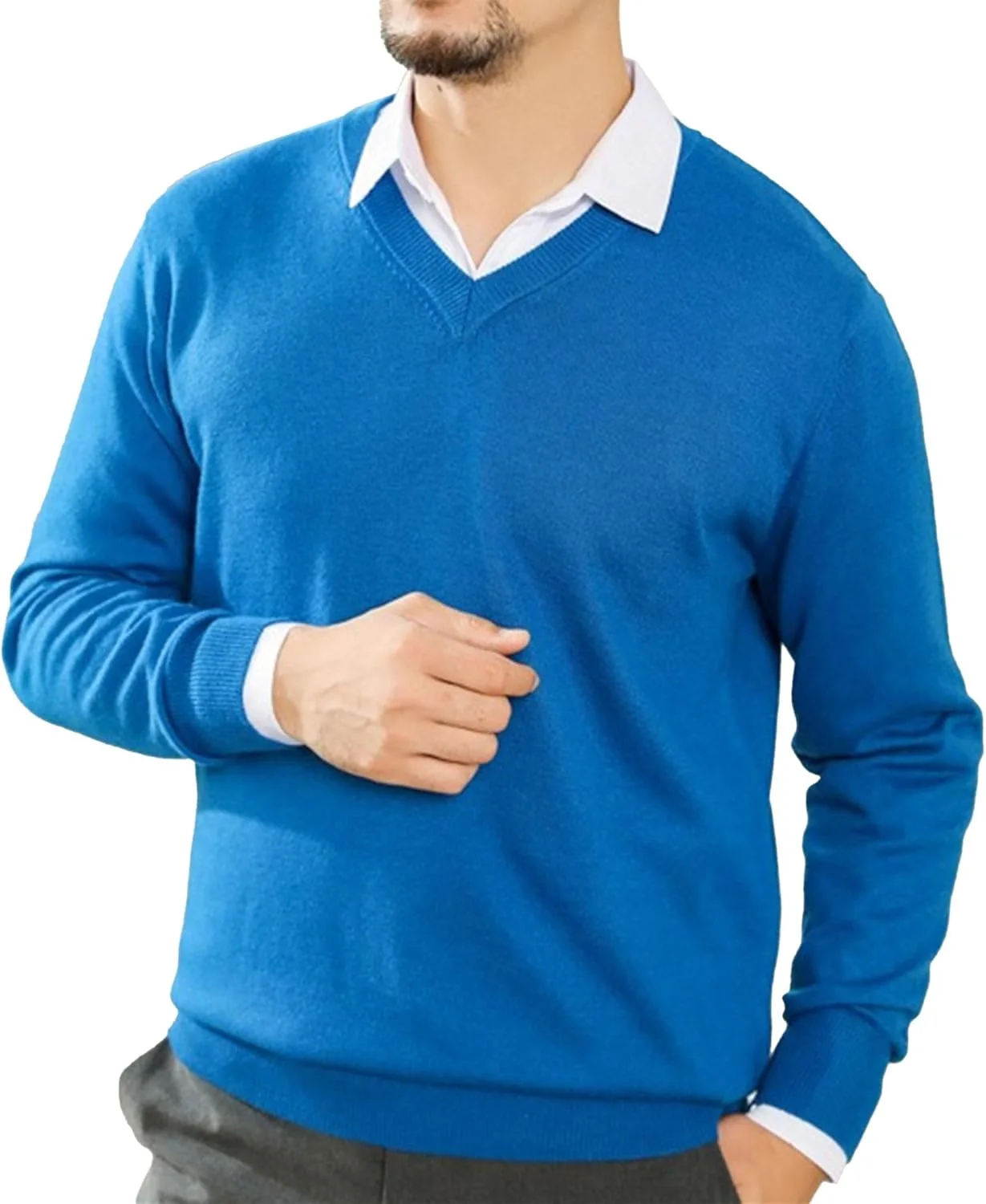 

Мужской свитер V-образным вырезом Casual Slim Fit DGHM-JLMY